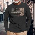Raise Lions Not Sheep American Flag Patriot Patriotic Lion Long Sleeve T-Shirt Gifts for Old Men