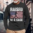 Raised In A Cage Joke Baseball Player Pitcher Flag Long Sleeve T-Shirt Gifts for Old Men