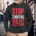 Rat Mouse Stop Glorifying Rats Vintage Long Sleeve T-Shirt Gifts for Old Men