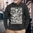The Reader Tarot Card Book Lover Skeleton Reading Book Long Sleeve T-Shirt Gifts for Old Men