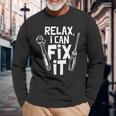 Relax I Can Fix It Title Handyman Diy Handymen Long Sleeve T-Shirt Gifts for Old Men