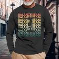 Retro Balance Beam Repetitive Vintage Bb Gymnast Long Sleeve T-Shirt Gifts for Old Men