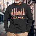Retro Blame The Champagne Happy New Year 2024 Party Friends Long Sleeve T-Shirt Gifts for Old Men