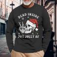 Retro Dead Inside But Jolly Af Skeleton Christmas Lights Long Sleeve T-Shirt Gifts for Old Men