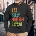 Retro Eat Sleep Jump Rope Repeat Skipping Jumping Roping Long Sleeve T-Shirt Gifts for Old Men