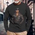 Retro Gay Leather Daddy Bear Leather Dom Biker Man Long Sleeve T-Shirt Gifts for Old Men