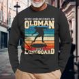 Retro Longboarder Longboard Langarmshirts Geschenke für alte Männer