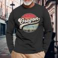 Retro Oregon Home State Or Cool 70S Style Sunset Long Sleeve T-Shirt Gifts for Old Men