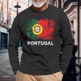 Retro Portugal Flag Patriotic Portuguese Flag Camiseta de manga larga Regalos para ancianos
