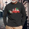 Retro Red Truck Christmas Tree With Gnome Gnomies Farming Long Sleeve T-Shirt Gifts for Old Men