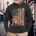 Retro Reel Cool Papa American Flag Fishing Fathers Day Dad Long Sleeve T-Shirt Gifts for Old Men