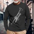 Retro Trumpet Sketch For Trumpet Langarmshirts Geschenke für alte Männer