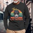 Retro Vintage The Cat Father Cat Daddy Fathers Day 2021 Long Sleeve T-Shirt Gifts for Old Men