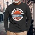 Retro Vintage Gas Station Hudson Motor Oil Car Bikes Garage Long Sleeve T-Shirt Gifts for Old Men