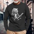 Rock Cat Playing Guitar Guitar Cat Womens Long Sleeve T-Shirt Gifts for Old Men
