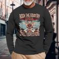 Rock The Country Music Small Town Strong America Flag Eagle Long Sleeve T-Shirt Gifts for Old Men