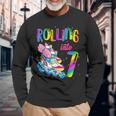 Rolling Into 7 Years Let's Roll I'm Turning 7 Roller Skate Long Sleeve T-Shirt Gifts for Old Men