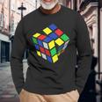 Rubik Cube Zauber Würfel Geschenk Jung Alt Nerd Retro Langarmshirts Geschenke für alte Männer