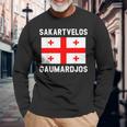 Sakartvelos Gaumarjos Hallo Georgien Reisen Georgische Flagg Langarmshirts Geschenke für alte Männer