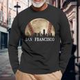 San Francisco Skyline City Vintage Baseball Lover Long Sleeve T-Shirt Gifts for Old Men