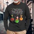 Santa Reindeer Elf Merry Christmas Lights Ornaments Balls Long Sleeve T-Shirt Gifts for Old Men