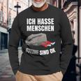 Sarcasmus Slogan Ich Hasse Menschen S Black Langarmshirts Geschenke für alte Männer