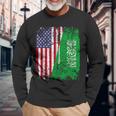 Saudi Arabian Roots Half American Flag Saudi Arabia Flag Long Sleeve T-Shirt Gifts for Old Men