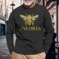 Save The Bees Honeycomb Distress Long Sleeve T-Shirt Gifts for Old Men