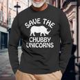 Save The Chubby Unicorns Retro Vintage Rhino Unicorn Long Sleeve T-Shirt Gifts for Old Men