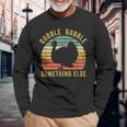 Save A Turkey Thanksgiving Gobble Trot Vintage Vegan Long Sleeve T-Shirt Gifts for Old Men