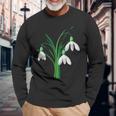 Schwarzes Langarmshirts mit Schneeglöckchen-Design, Frühlingsmode Geschenke für alte Männer