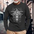 Sci-Fi Robotic Vitruvian Man Cyberpunk Illustration Long Sleeve T-Shirt Gifts for Old Men