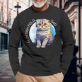 Scottish Fold Katzen Papa Cat Dad Daddy Haustier Freund Mit-Ausschnitt Langarmshirts Geschenke für alte Männer