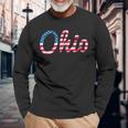 Script Ohio Usa Pride Stars And Stripes Flag Long Sleeve T-Shirt Gifts for Old Men