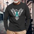 Sexual Assault Awareness Teal Ribbon Phoenix Long Sleeve T-Shirt Gifts for Old Men