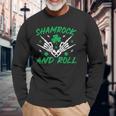 Shamrock And Roll Rock And Roll Saint Patrick's Day Skull Long Sleeve T-Shirt Gifts for Old Men