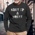 Shut Up And Squat Leg Day Vintage Long Sleeve T-Shirt Gifts for Old Men