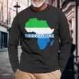 Sierra Leone Sierra Leonean Pride Flag Map Africa Print Long Sleeve T-Shirt Gifts for Old Men