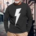 Simple Lightning Bolt In White Thunder Bolt Graphic Long Sleeve T-Shirt Gifts for Old Men