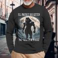 Sitting Wolf Literally Me Werewolf Ripping Meme Alpha Wolf Long Sleeve T-Shirt Gifts for Old Men