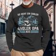 So Sieht ein Cooler Angler Opa Aus Langarmshirts Schwarz für Männer Geschenke für alte Männer