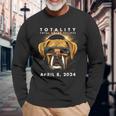 Solar Eclipse 2024 Boxer Dog Wearing Glasses Long Sleeve T-Shirt Gifts for Old Men