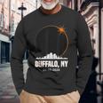 Solar Eclipse 2024 Buffalo Skyline Total Solar Eclipse Long Sleeve T-Shirt Gifts for Old Men