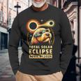 Solar Eclipse 2024 Dog Wearing Solar Eclipse Glasses Long Sleeve T-Shirt Gifts for Old Men