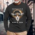 Solar Eclipse 2024 Goat Wearing Eclipse Glasses Long Sleeve T-Shirt Gifts for Old Men