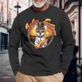 Solar Eclipse 2024 Steampunk Dog Total Solar Astronomy Long Sleeve T-Shirt Gifts for Old Men