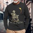 Solar Eclipse April 8 2024 Skeleton Solar Eclipse Glasses Long Sleeve T-Shirt Gifts for Old Men