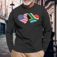 South Africa Usa FlagHeart South African Americans Long Sleeve T-Shirt Gifts for Old Men