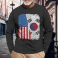 South Korean American Flag Half Usa South Korea Root Proud Long Sleeve T-Shirt Gifts for Old Men