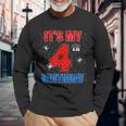 Spider Web Four 4 Years Old It's My 4Th Birthday Boy Party Long Sleeve T-Shirt Gifts for Old Men